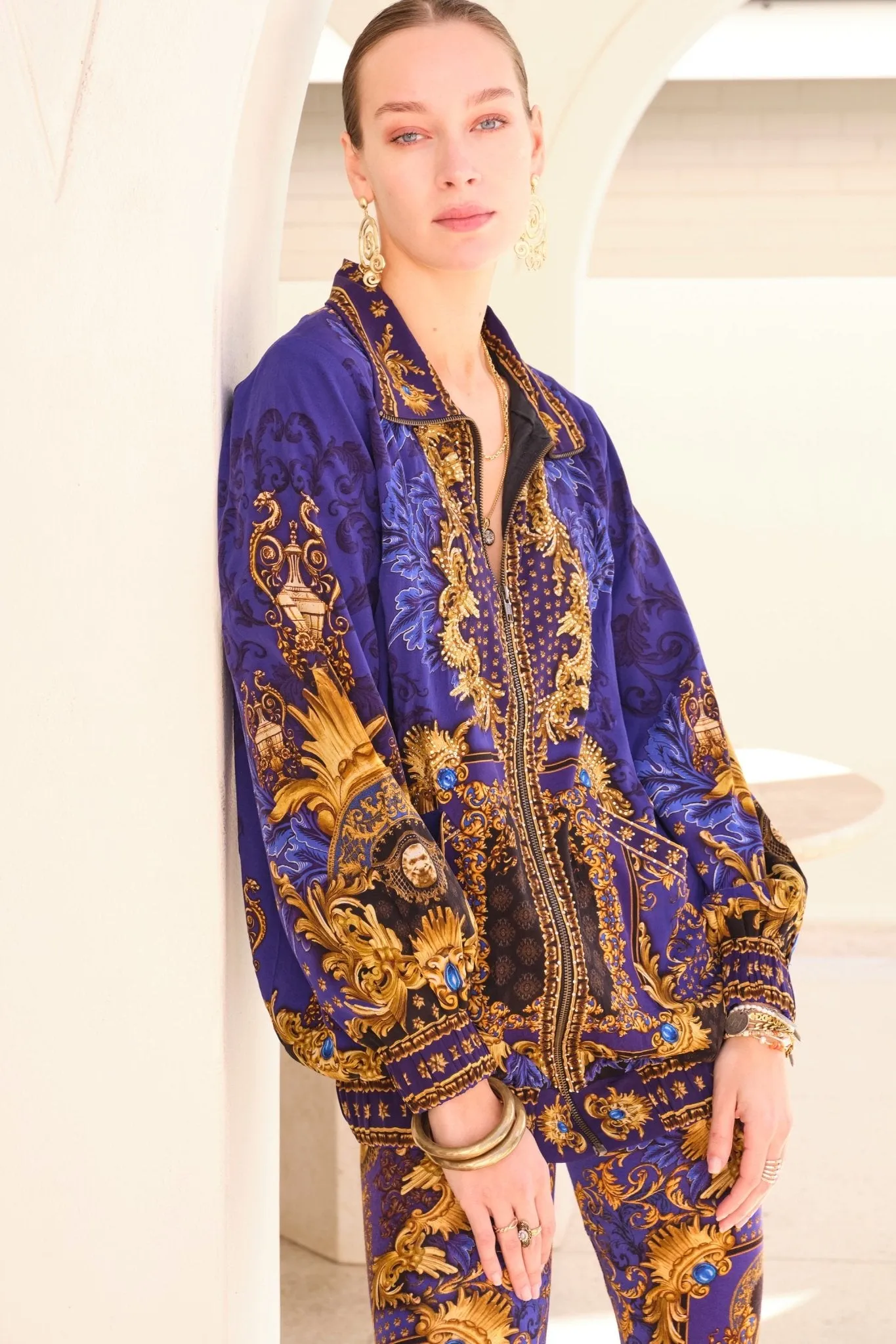 MIDNIGHT BLUE OVERSIZE BOMBER JACKET