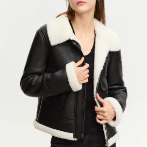 Minimalist Vintage Faux Leather Warm Jacket for Women