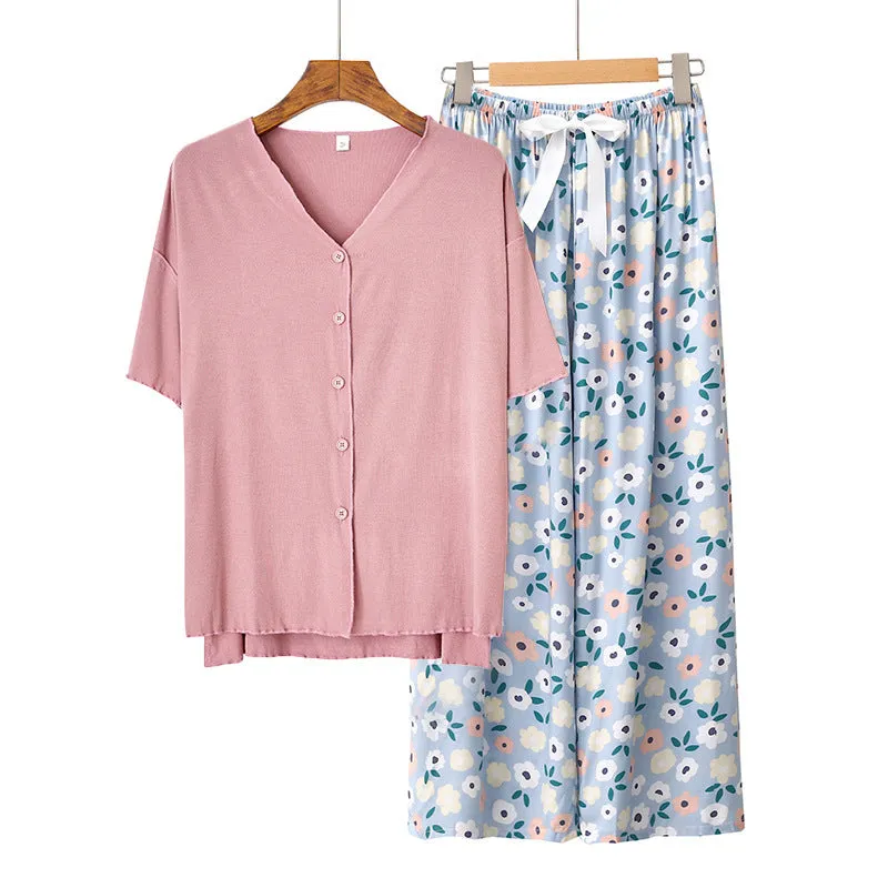 Modal Thin Pajamas Female Cotton Silk Home Clothing