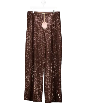 Monsoon X Sarah Corbett-winder Wide Leg Sequin Trousers Bronze UK 18