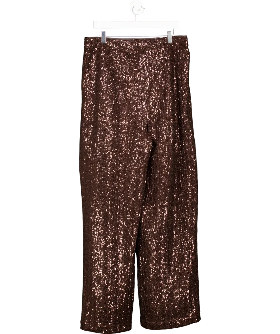 Monsoon X Sarah Corbett-winder Wide Leg Sequin Trousers Bronze UK 18