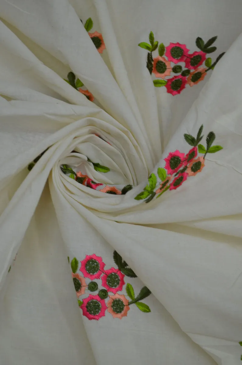 Mulmul Cambric Cotton Embroidered Fabric