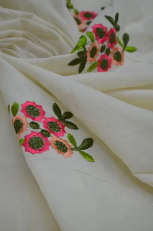 Mulmul Cambric Cotton Embroidered Fabric