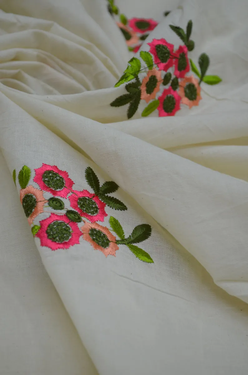 Mulmul Cambric Cotton Embroidered Fabric