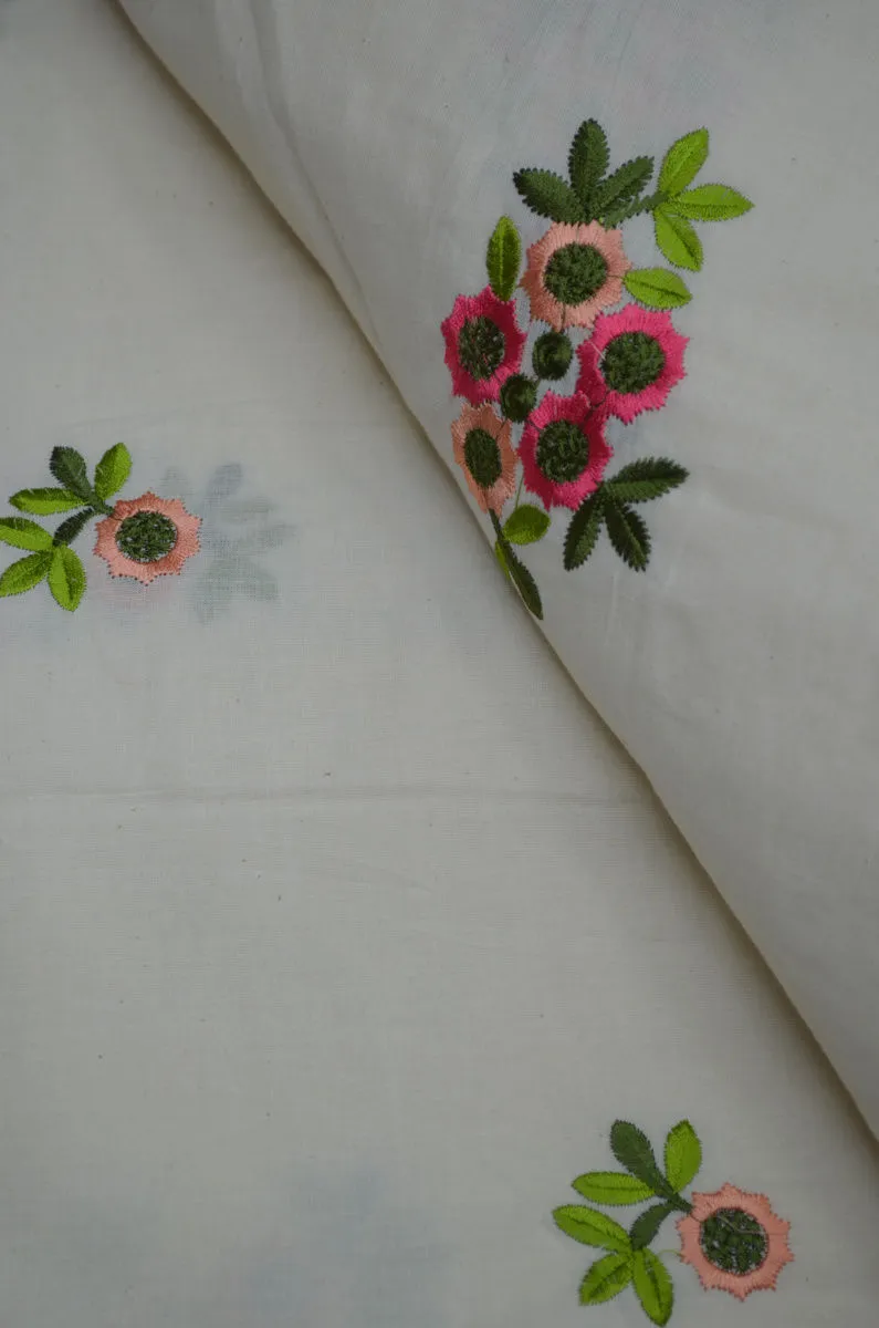 Mulmul Cambric Cotton Embroidered Fabric