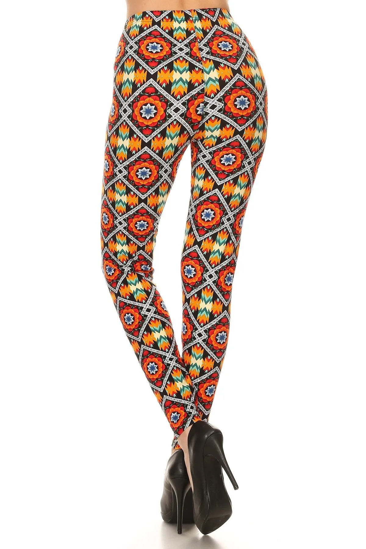 Multicolored Native Printed High Waisted Leggings