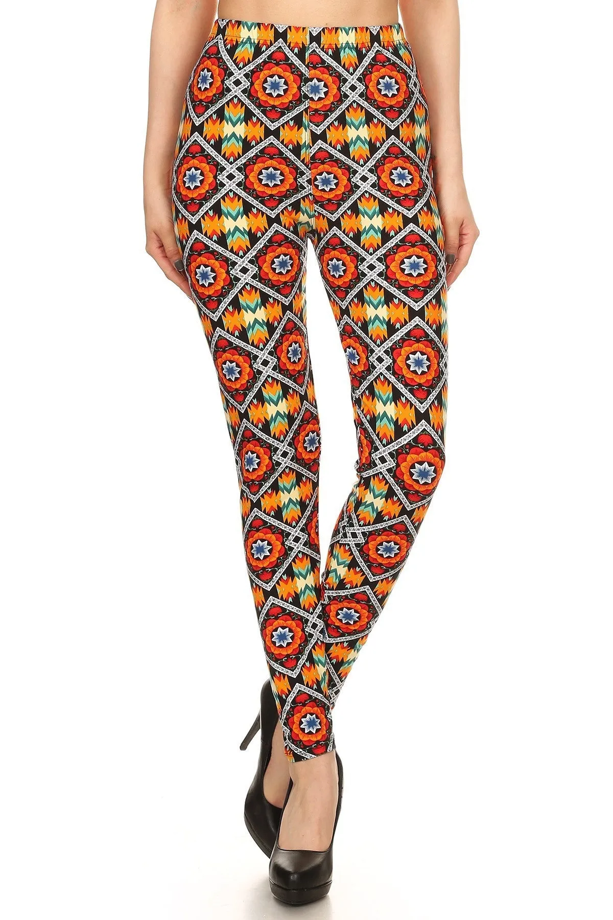 Multicolored Native Printed High Waisted Leggings