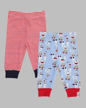 Multicoloured Seagull and Stripe Print Leggings - 2 Pack