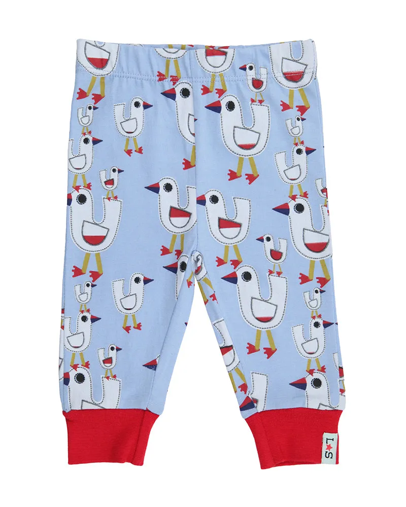 Multicoloured Seagull and Stripe Print Leggings - 2 Pack