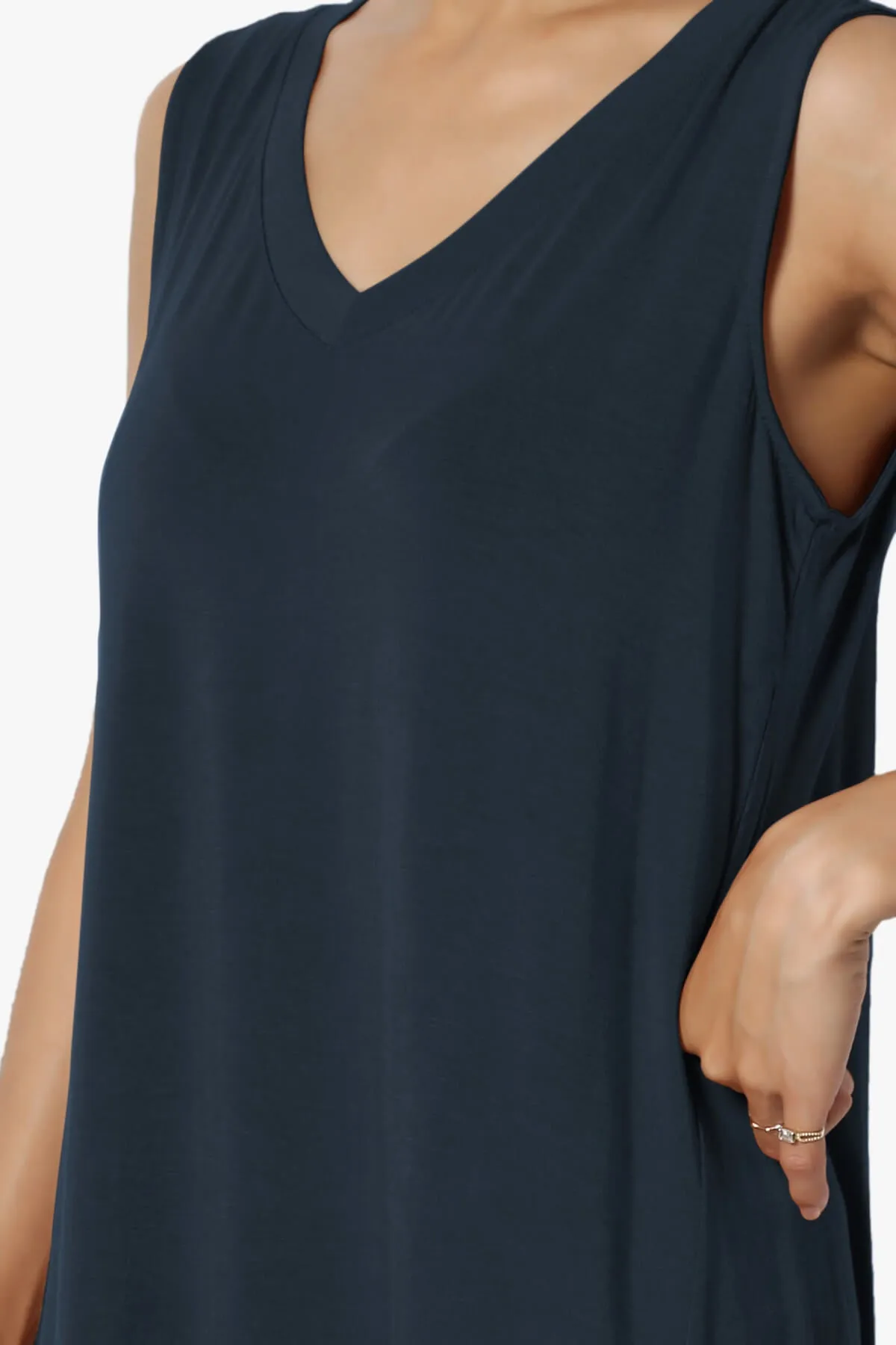 Myles Sleeveless V-Neck Luxe Jersey Top