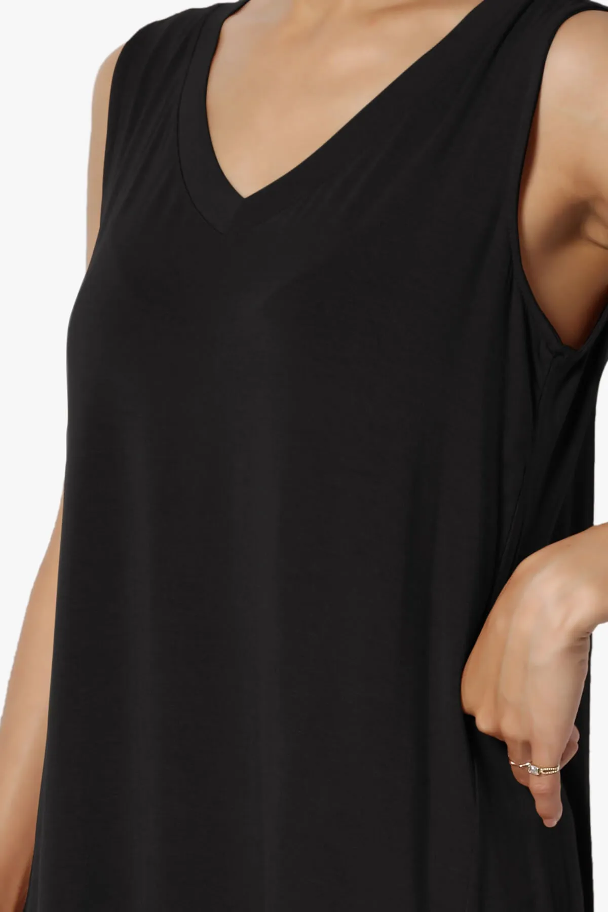 Myles Sleeveless V-Neck Luxe Jersey Top
