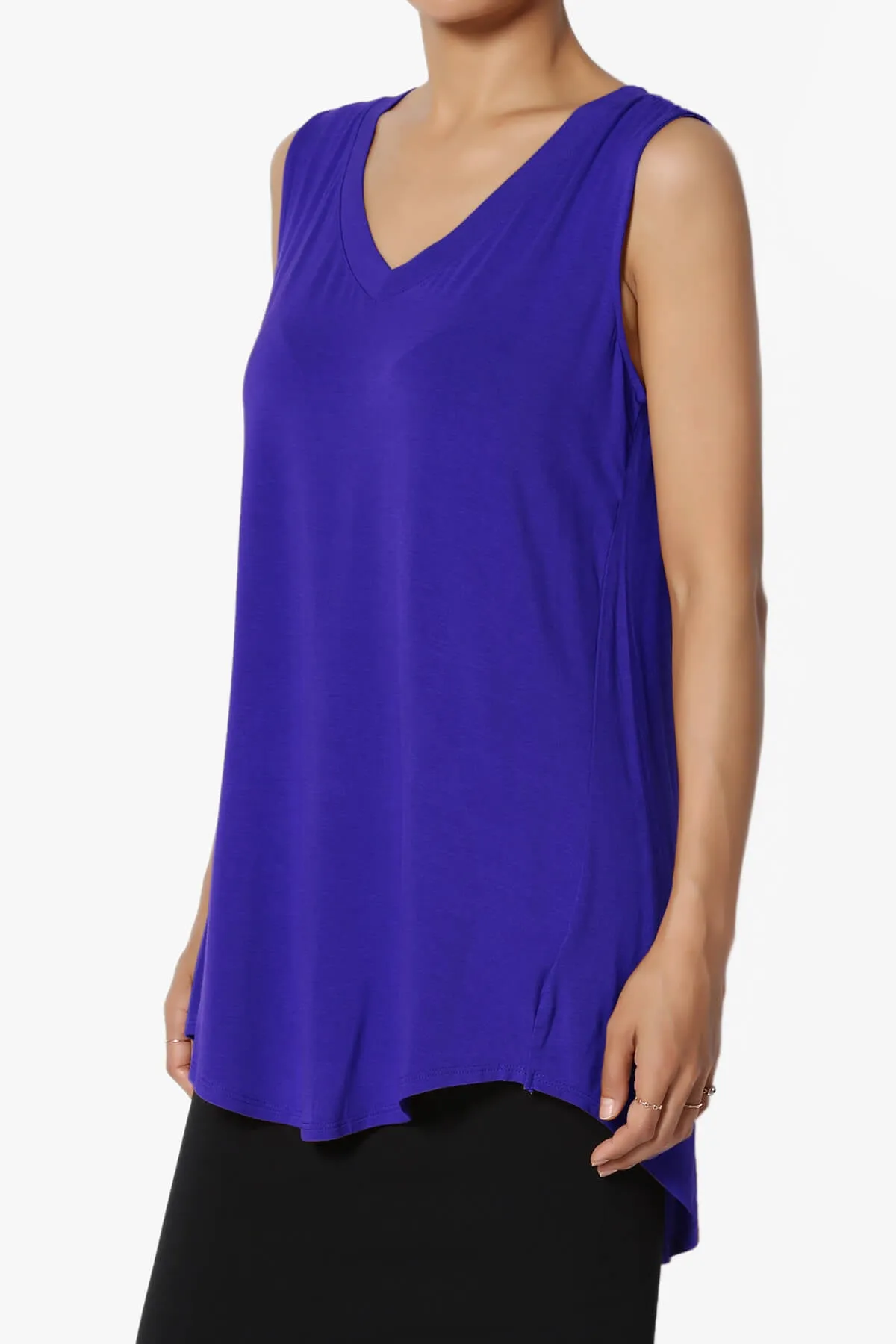 Myles Sleeveless V-Neck Luxe Jersey Top