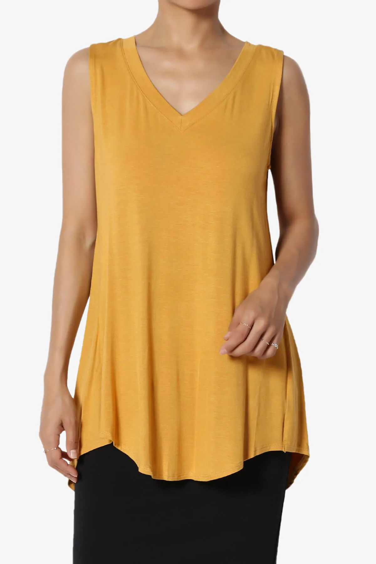 Myles Sleeveless V-Neck Luxe Jersey Top