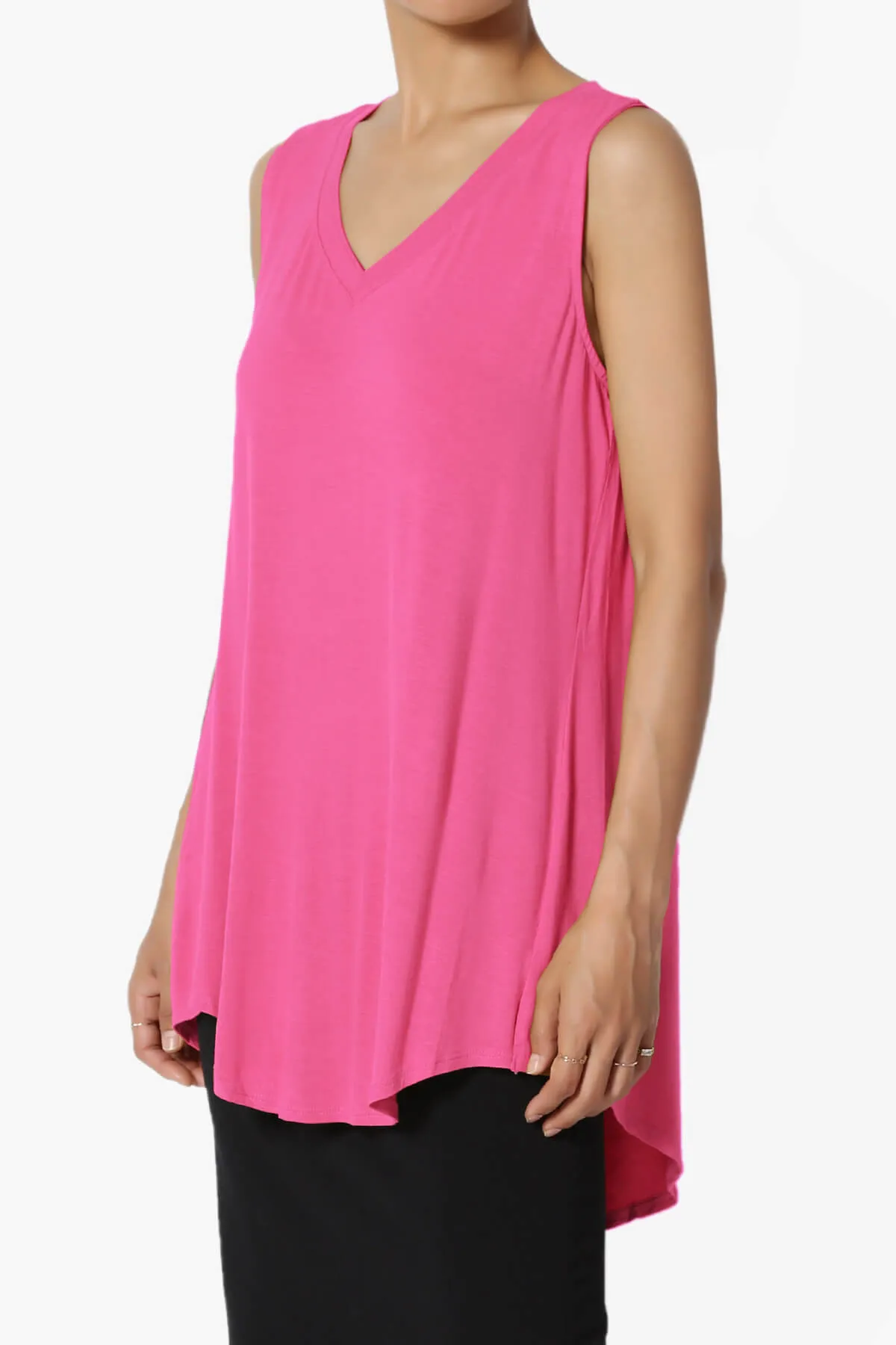 Myles Sleeveless V-Neck Luxe Jersey Top