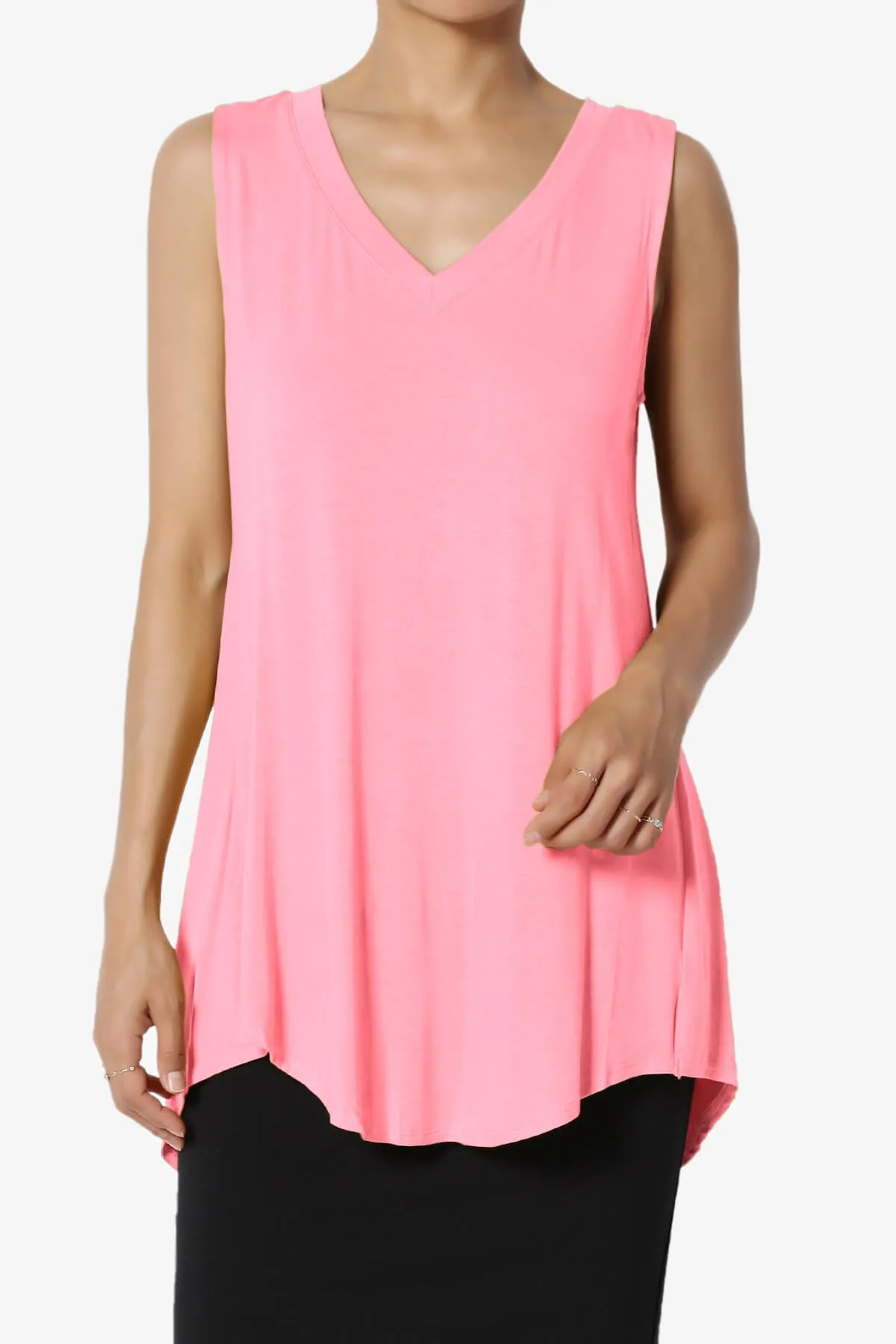 Myles Sleeveless V-Neck Luxe Jersey Top