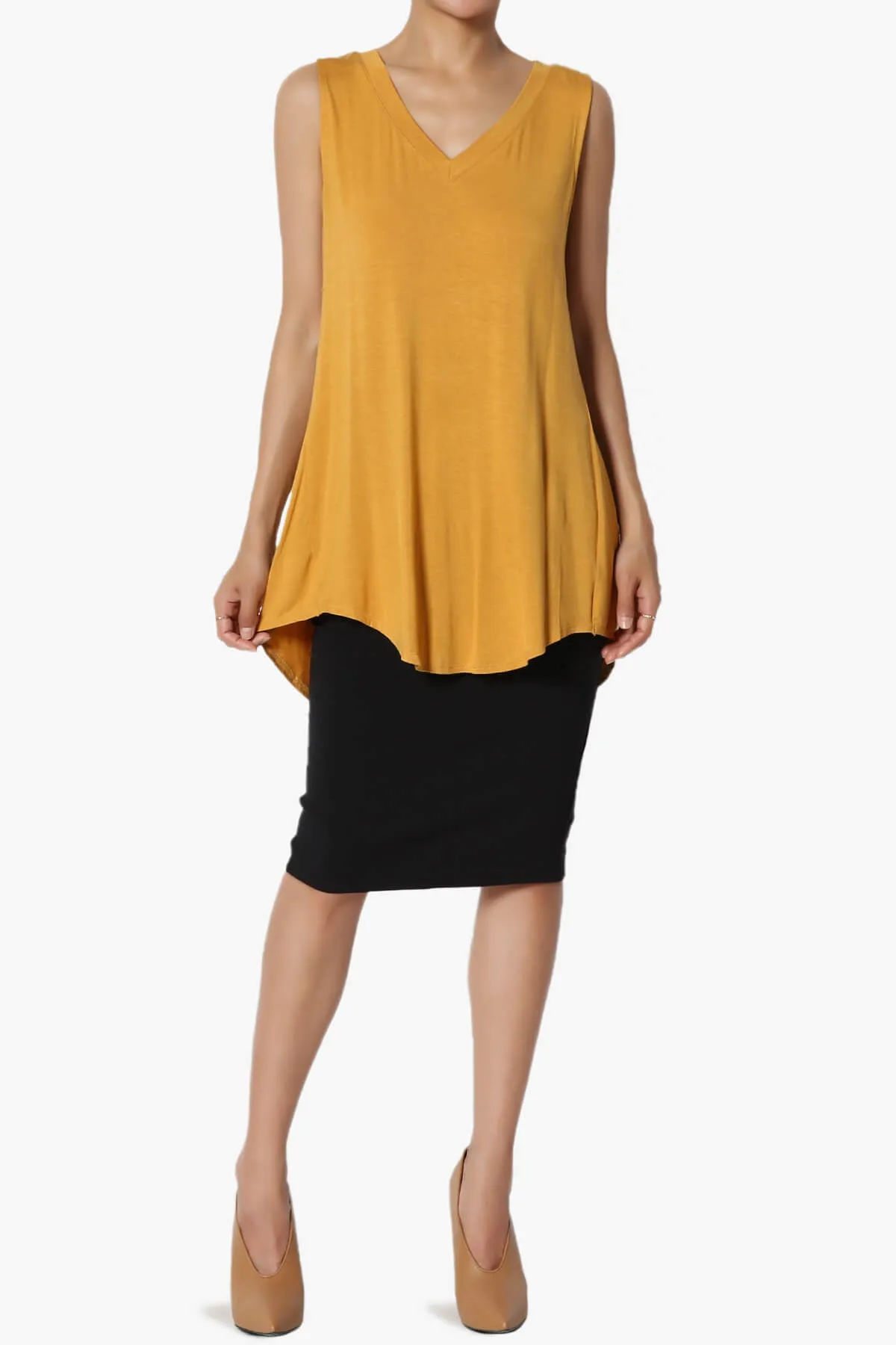 Myles Sleeveless V-Neck Luxe Jersey Top