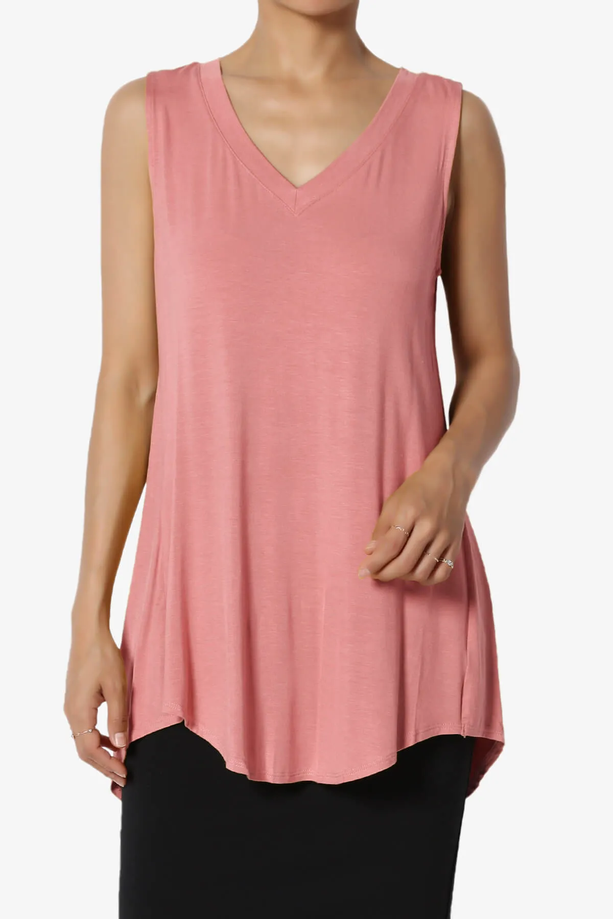 Myles Sleeveless V-Neck Luxe Jersey Top