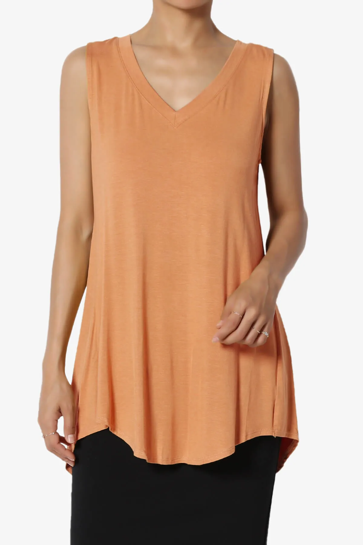 Myles Sleeveless V-Neck Luxe Jersey Top
