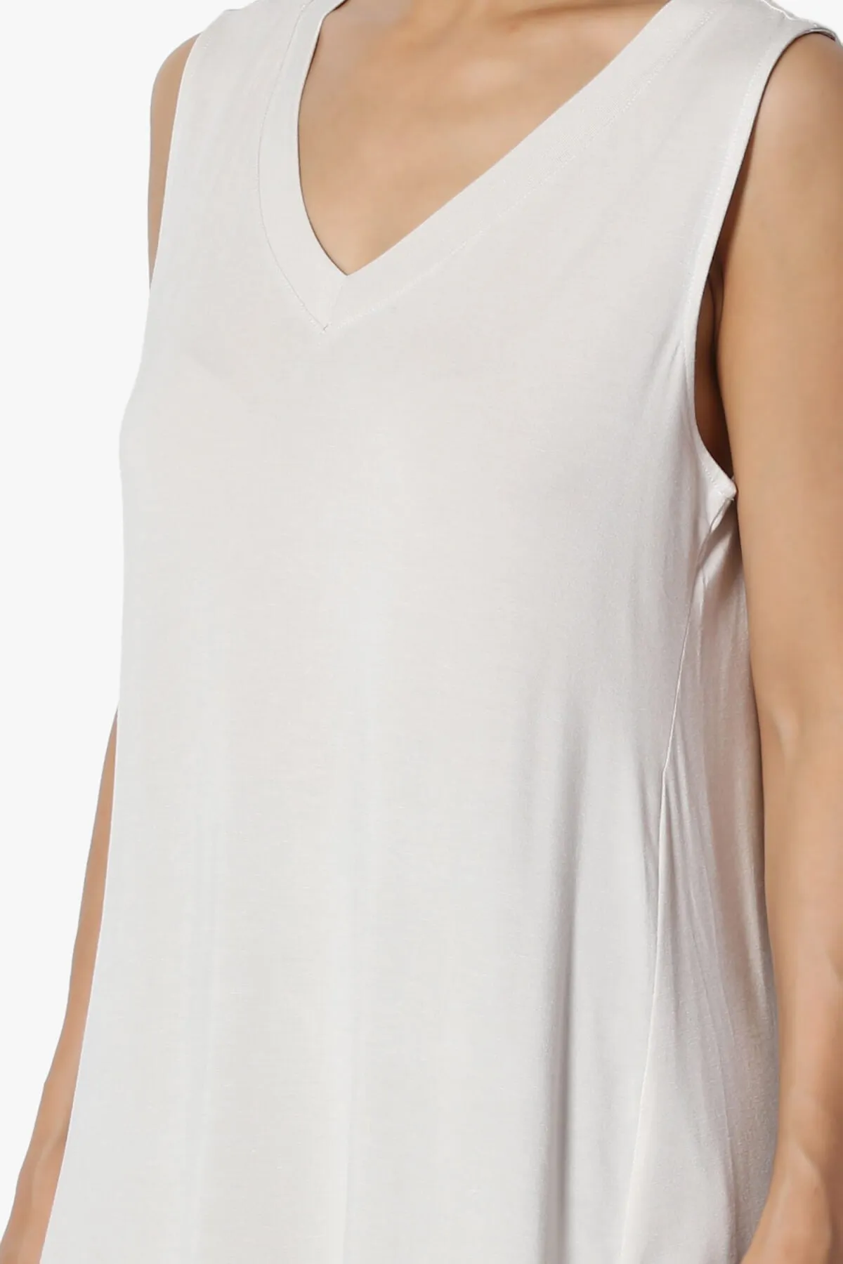 Myles Sleeveless V-Neck Luxe Jersey Top