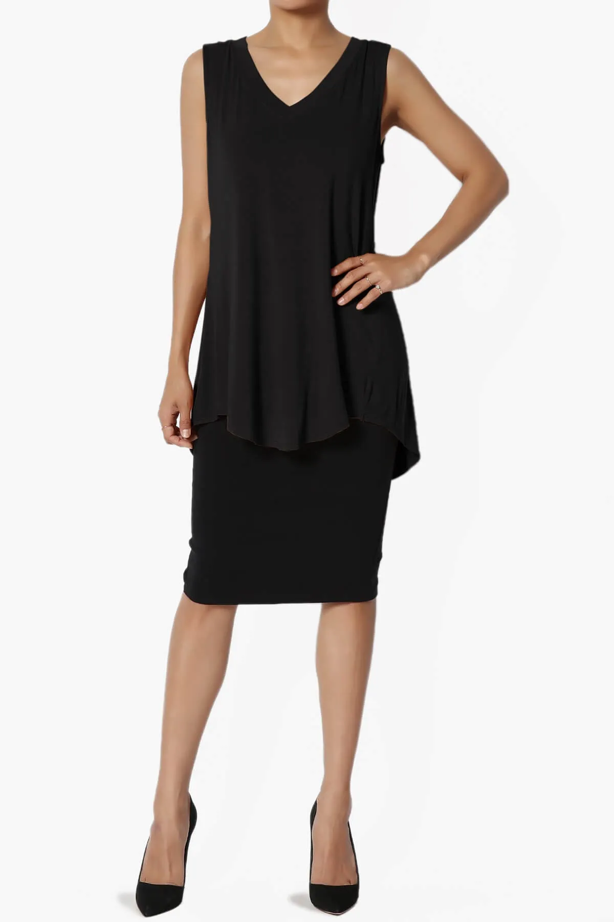 Myles Sleeveless V-Neck Luxe Jersey Top