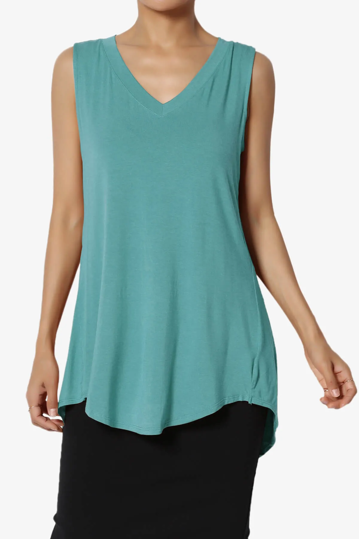 Myles Sleeveless V-Neck Luxe Jersey Top