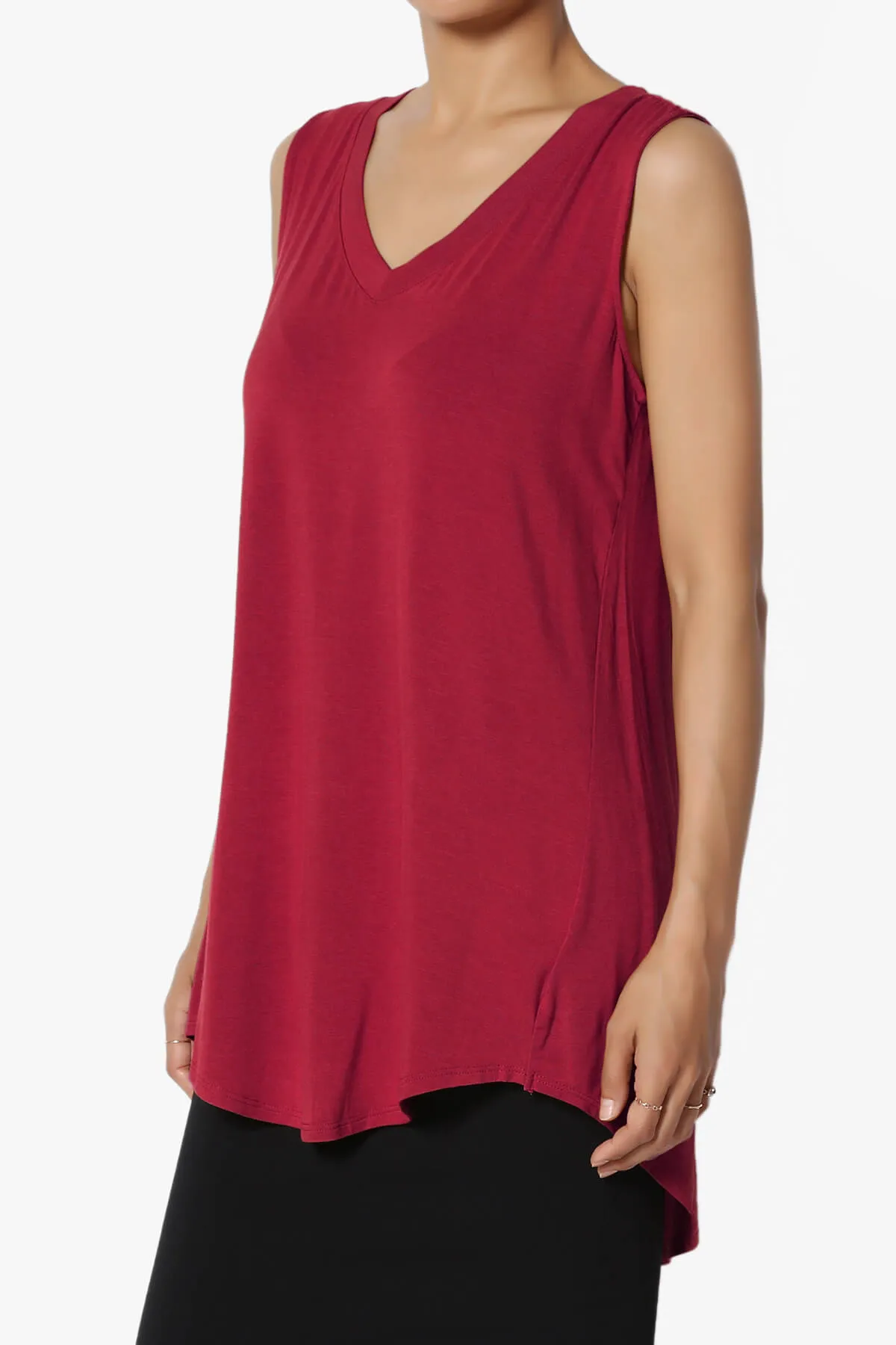 Myles Sleeveless V-Neck Luxe Jersey Top