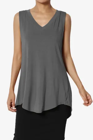 Myles Sleeveless V-Neck Luxe Jersey Top