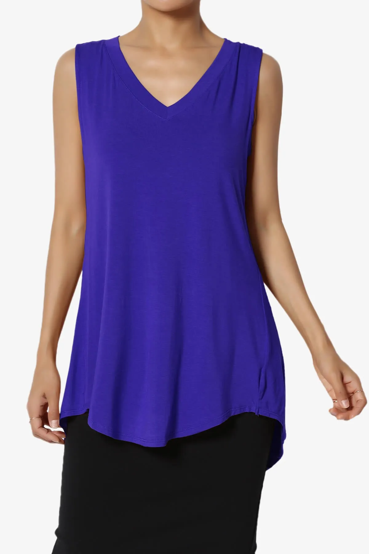 Myles Sleeveless V-Neck Luxe Jersey Top