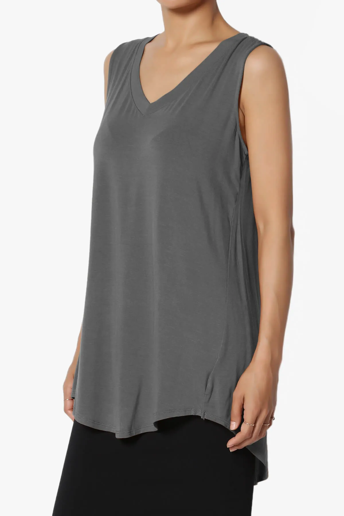 Myles Sleeveless V-Neck Luxe Jersey Top