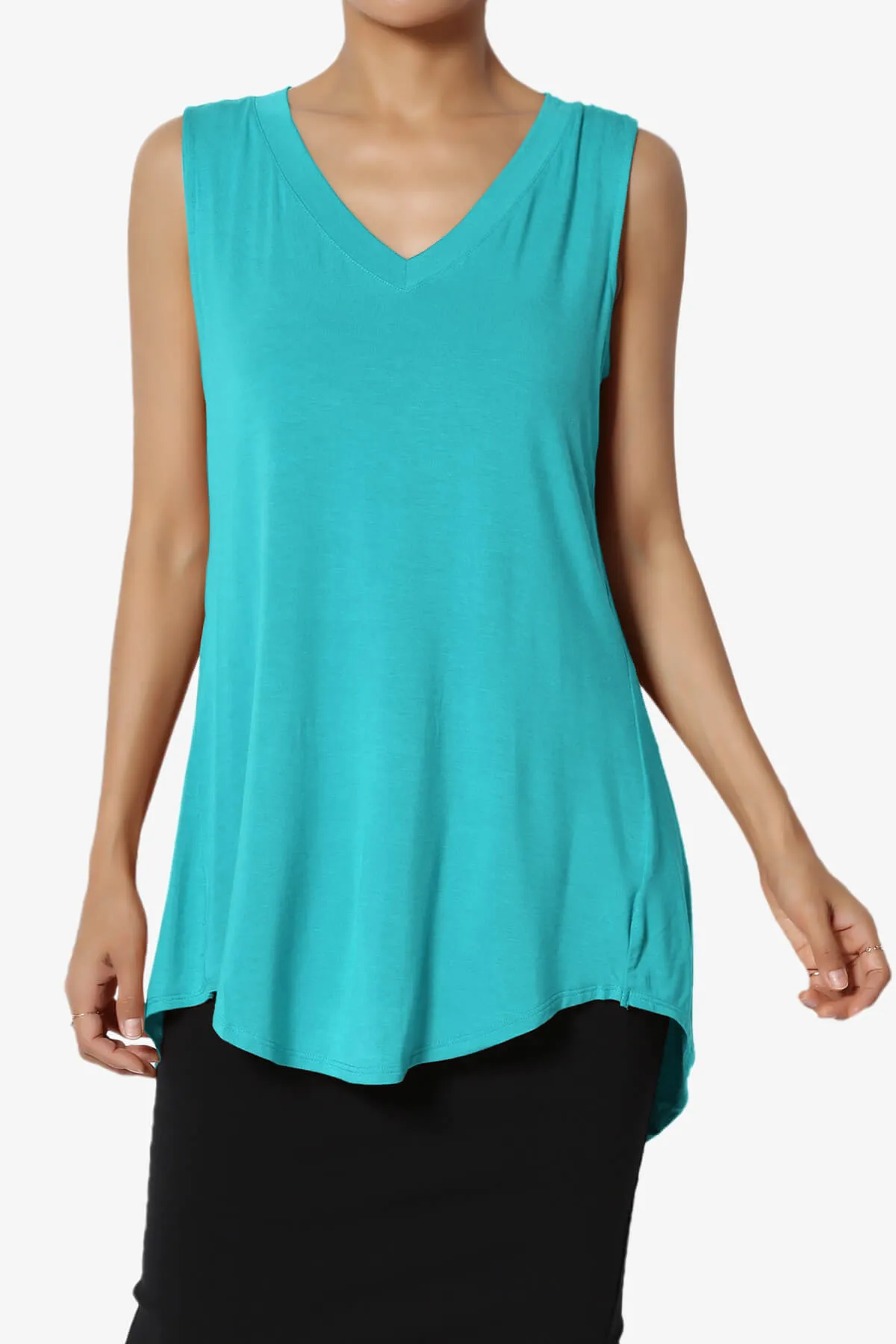 Myles Sleeveless V-Neck Luxe Jersey Top