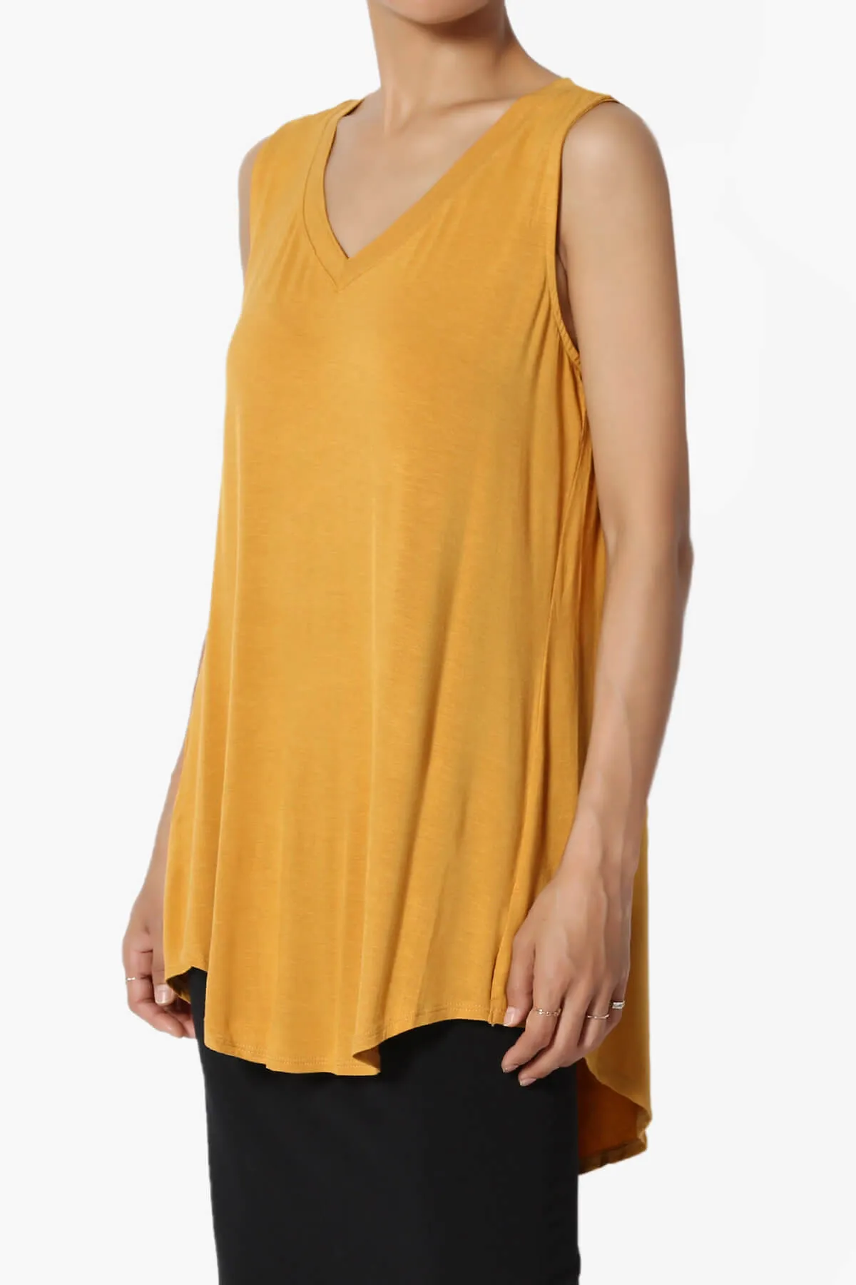 Myles Sleeveless V-Neck Luxe Jersey Top