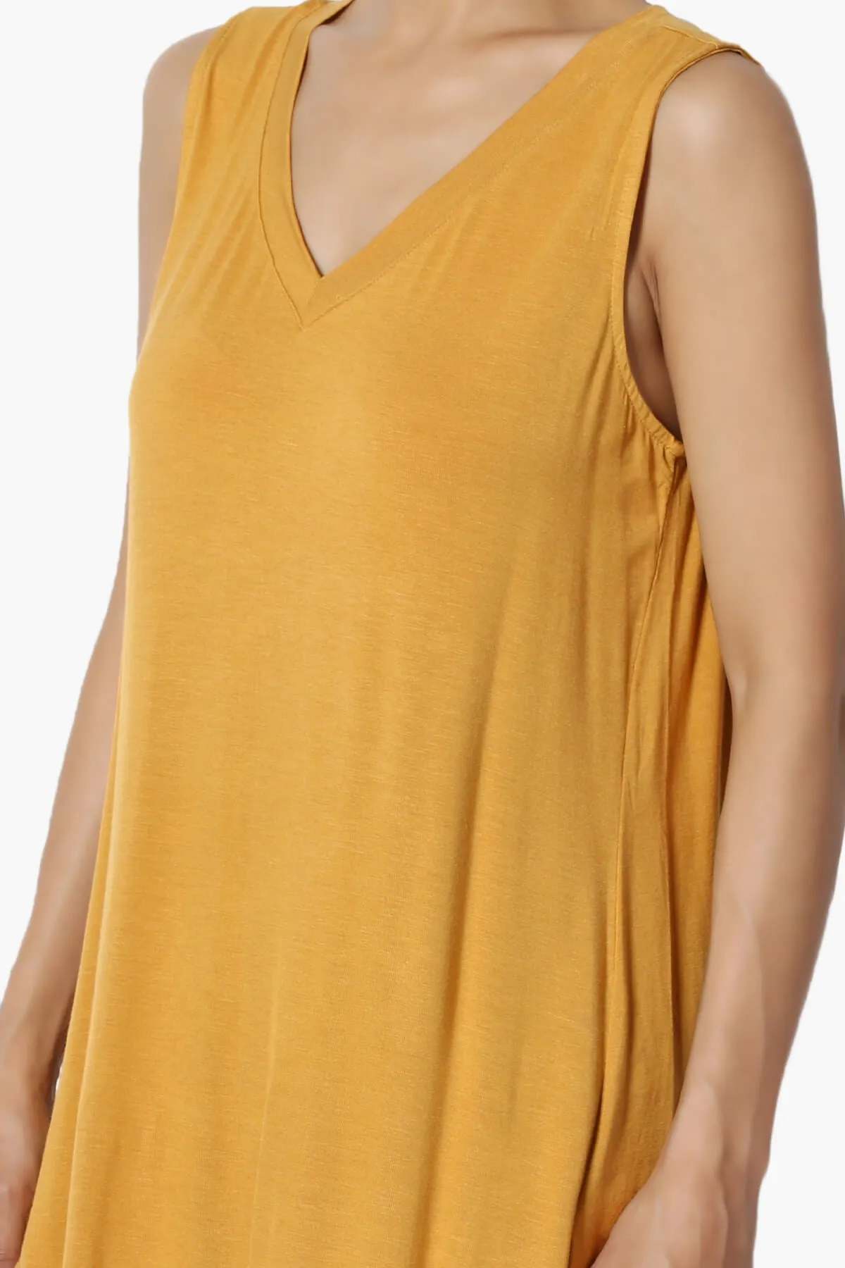 Myles Sleeveless V-Neck Luxe Jersey Top