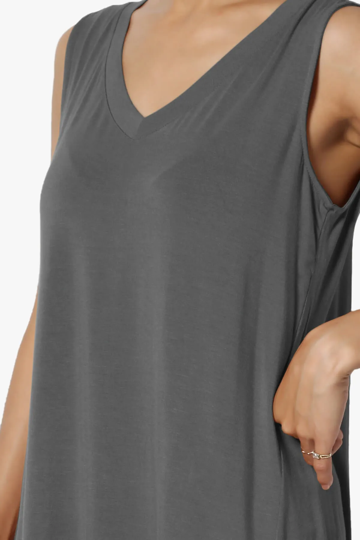 Myles Sleeveless V-Neck Luxe Jersey Top