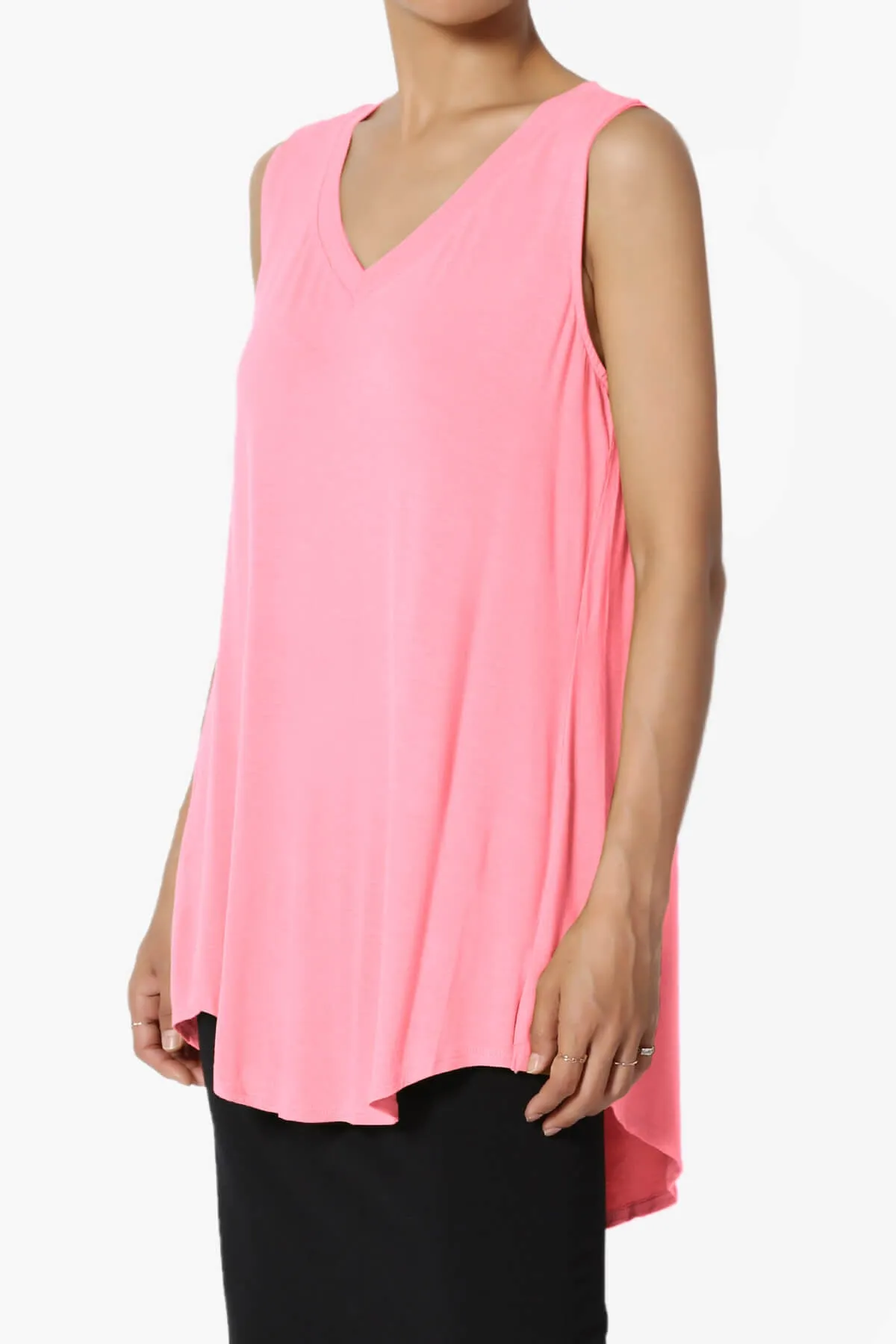 Myles Sleeveless V-Neck Luxe Jersey Top