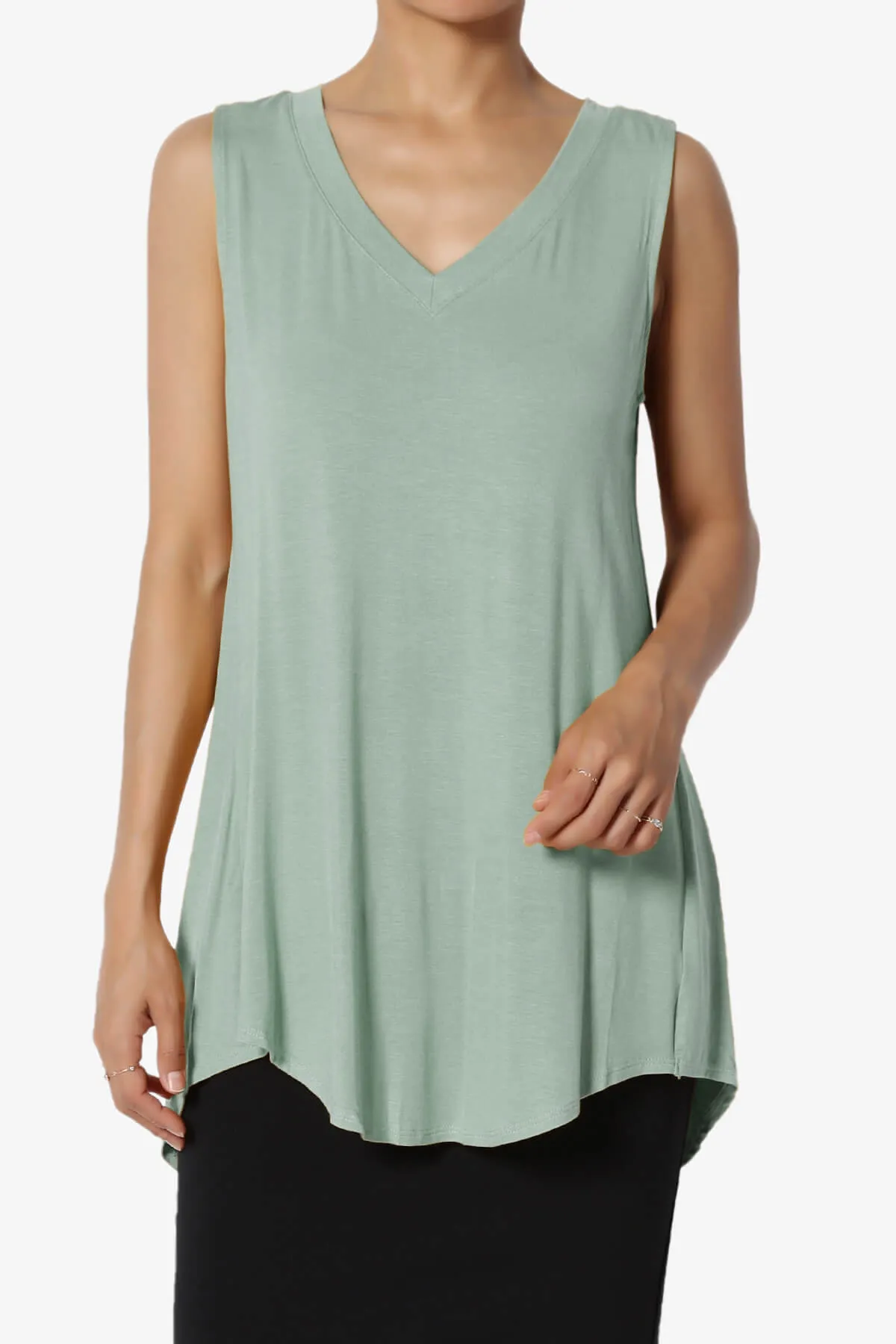 Myles Sleeveless V-Neck Luxe Jersey Top