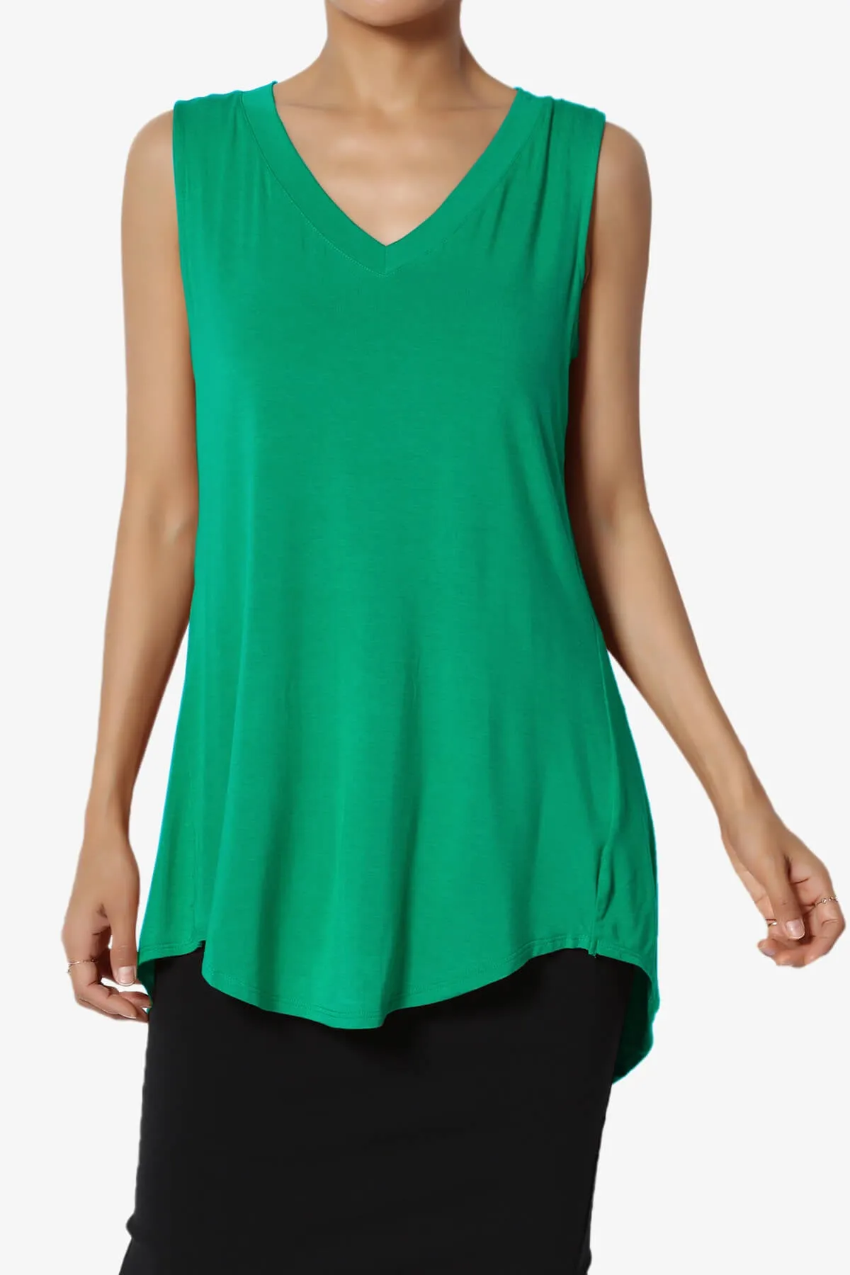 Myles Sleeveless V-Neck Luxe Jersey Top
