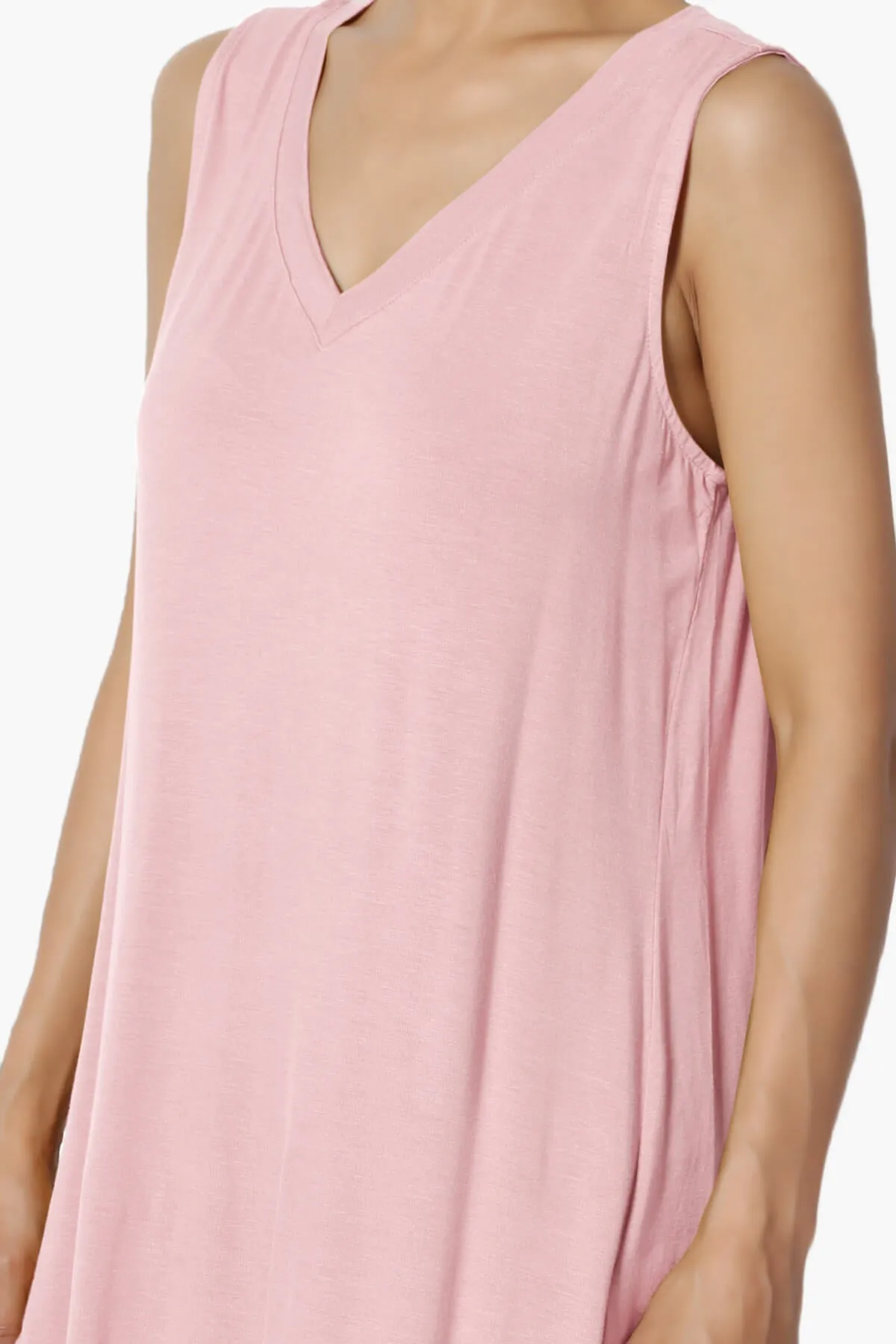 Myles Sleeveless V-Neck Luxe Jersey Top