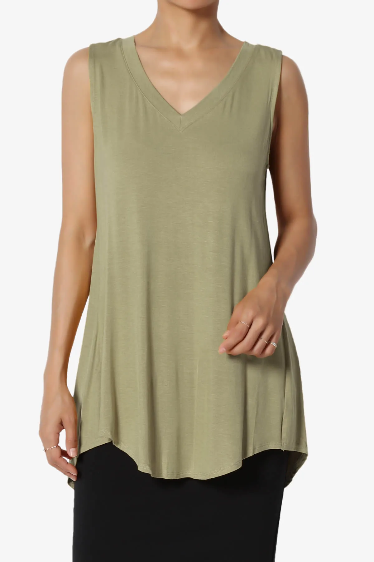 Myles Sleeveless V-Neck Luxe Jersey Top