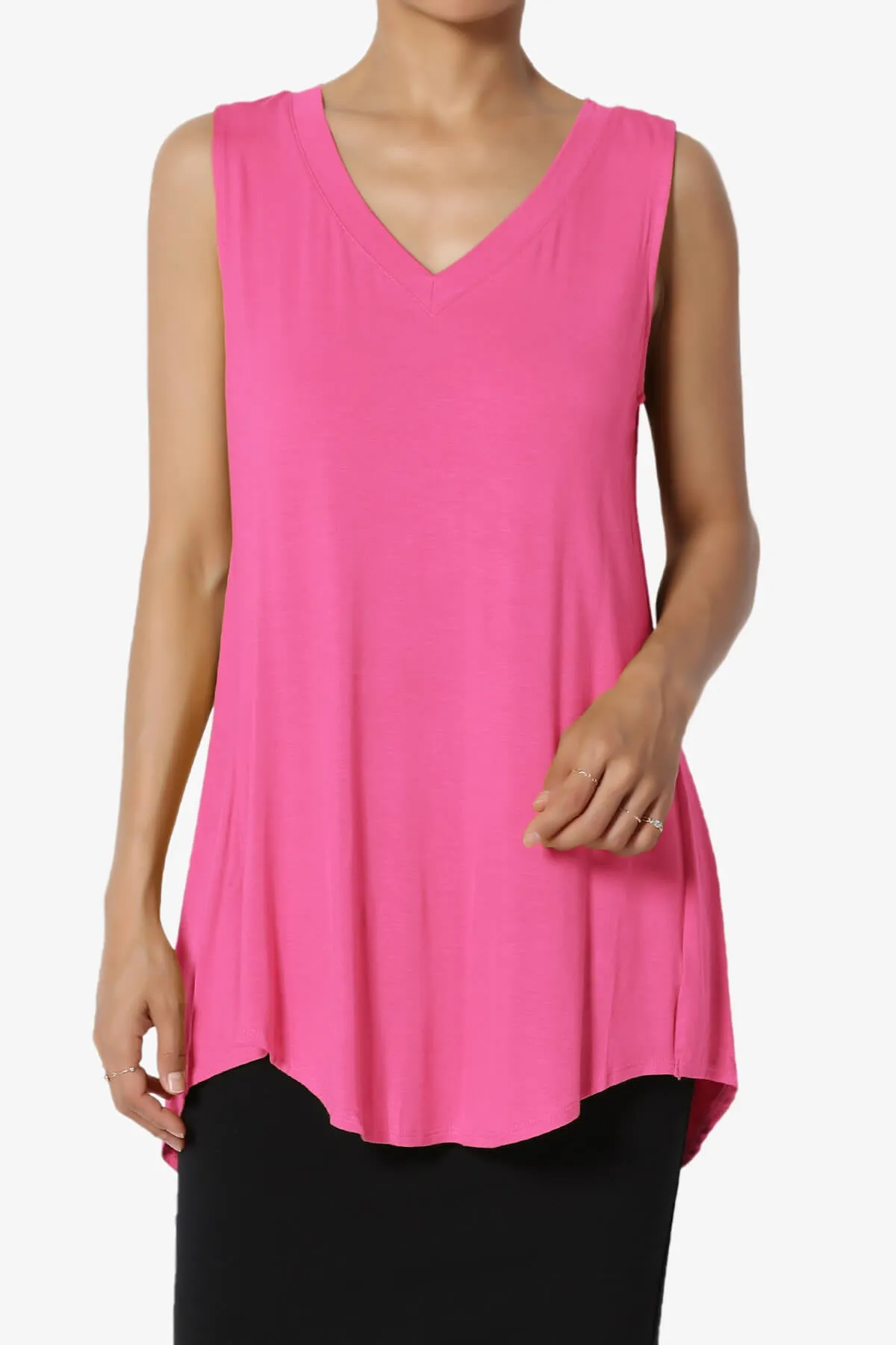 Myles Sleeveless V-Neck Luxe Jersey Top