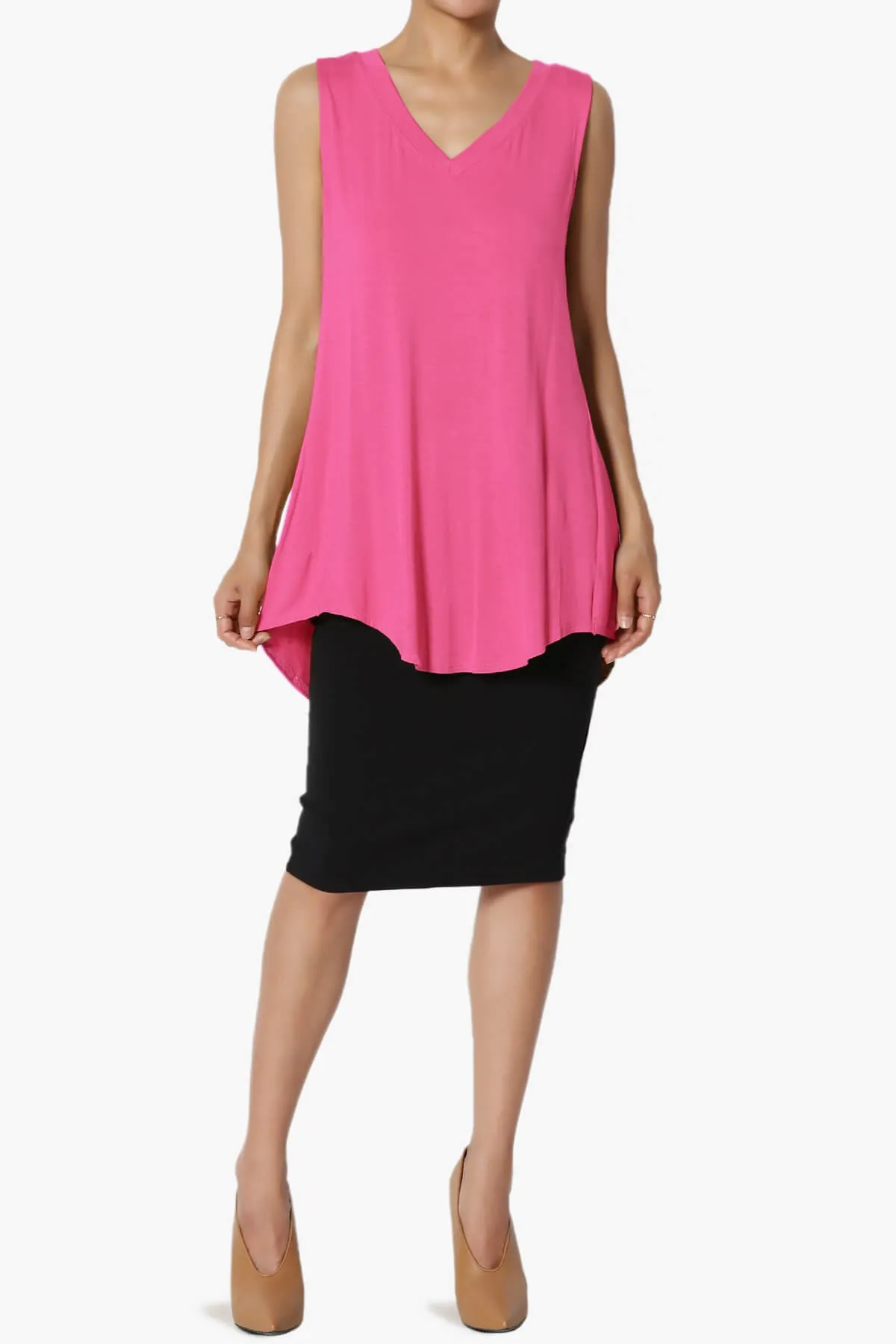 Myles Sleeveless V-Neck Luxe Jersey Top