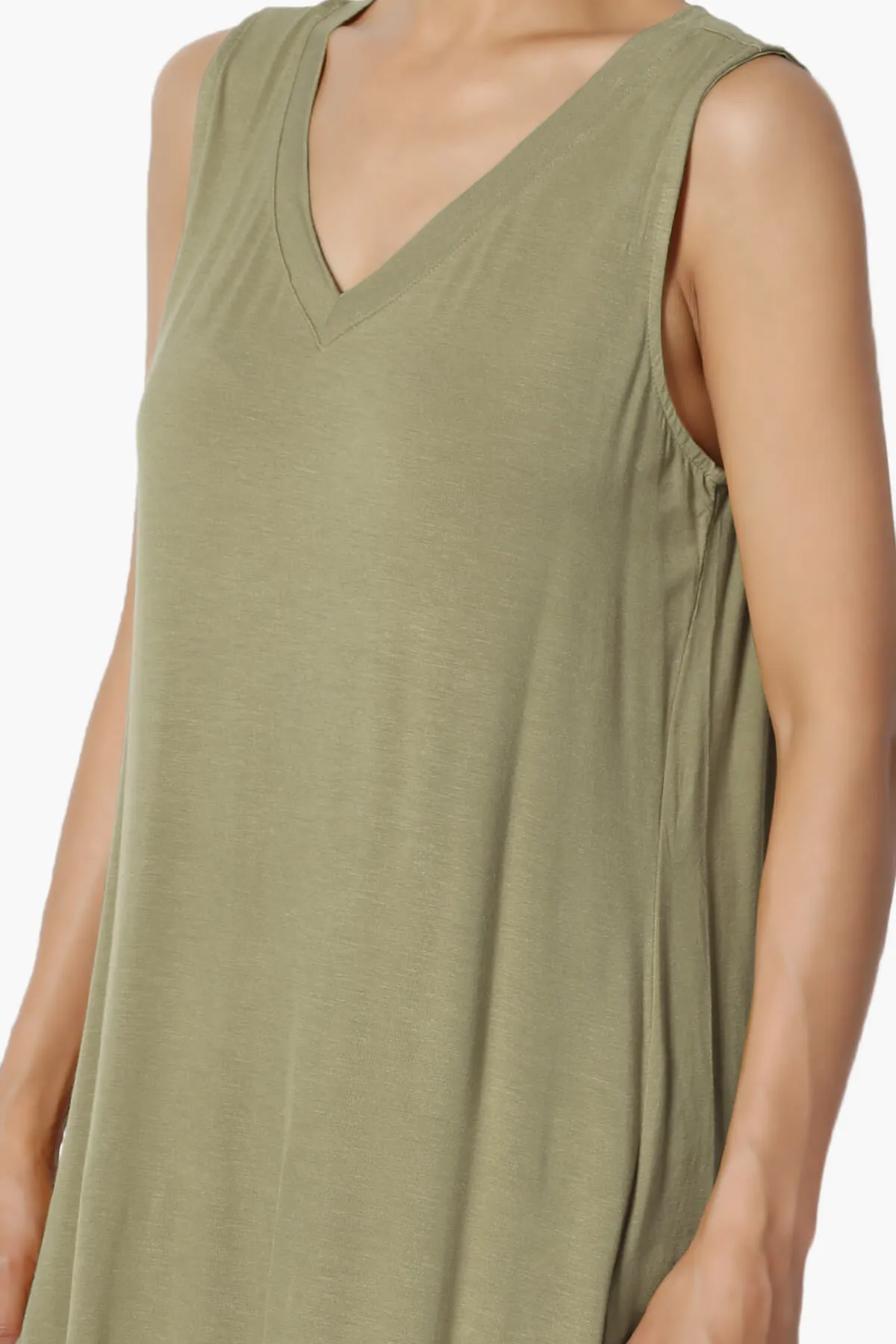 Myles Sleeveless V-Neck Luxe Jersey Top