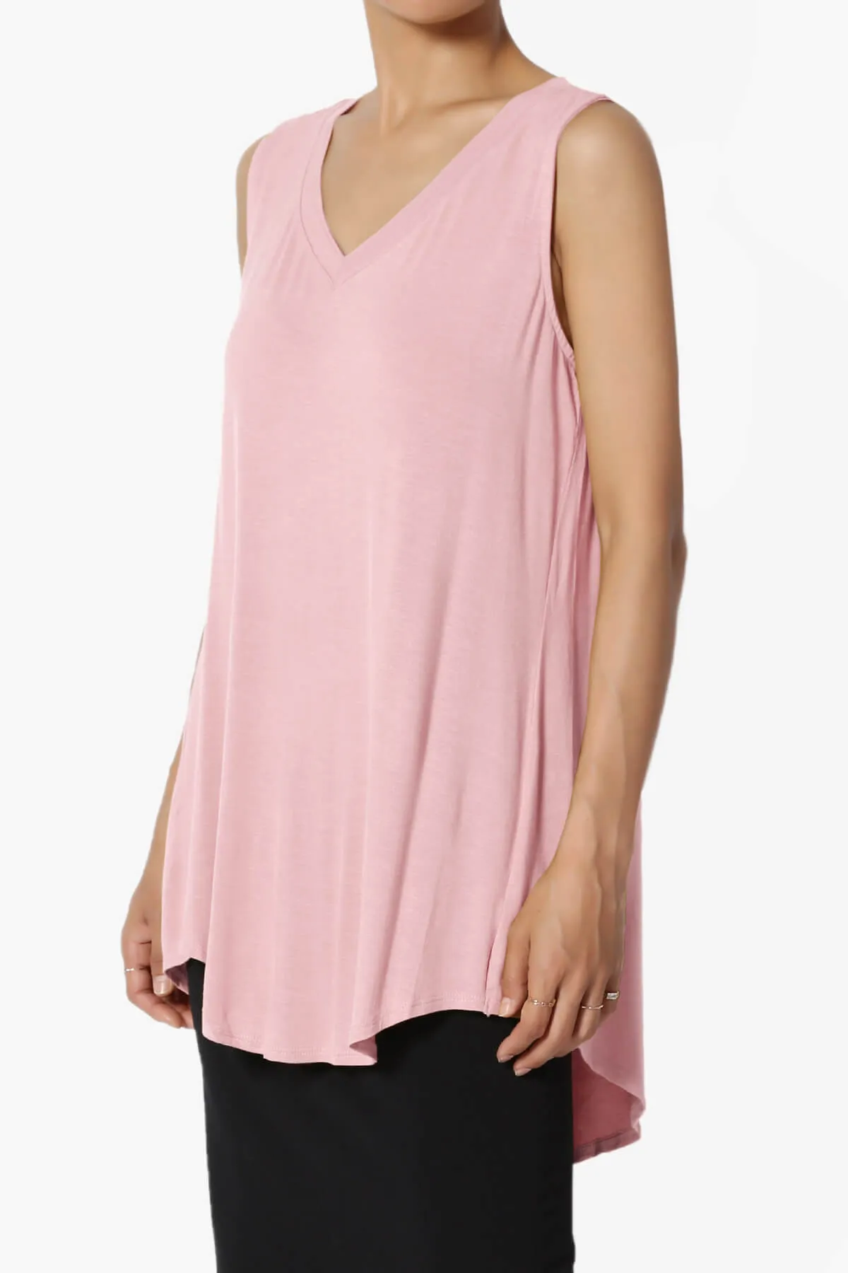 Myles Sleeveless V-Neck Luxe Jersey Top