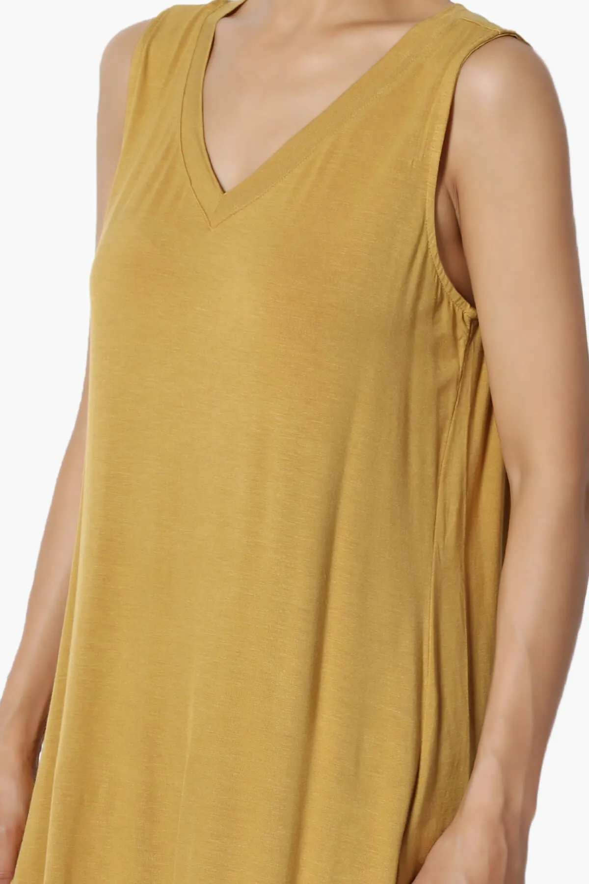 Myles Sleeveless V-Neck Luxe Jersey Top