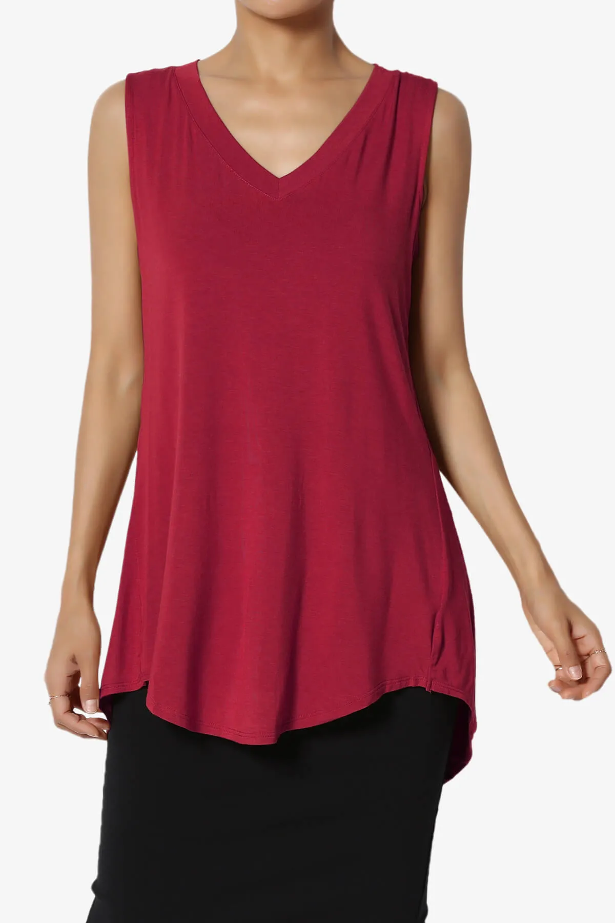 Myles Sleeveless V-Neck Luxe Jersey Top
