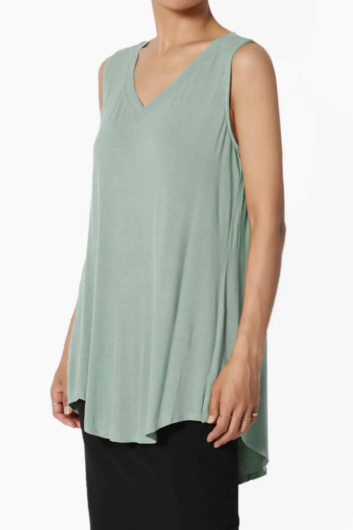 Myles Sleeveless V-Neck Luxe Jersey Top