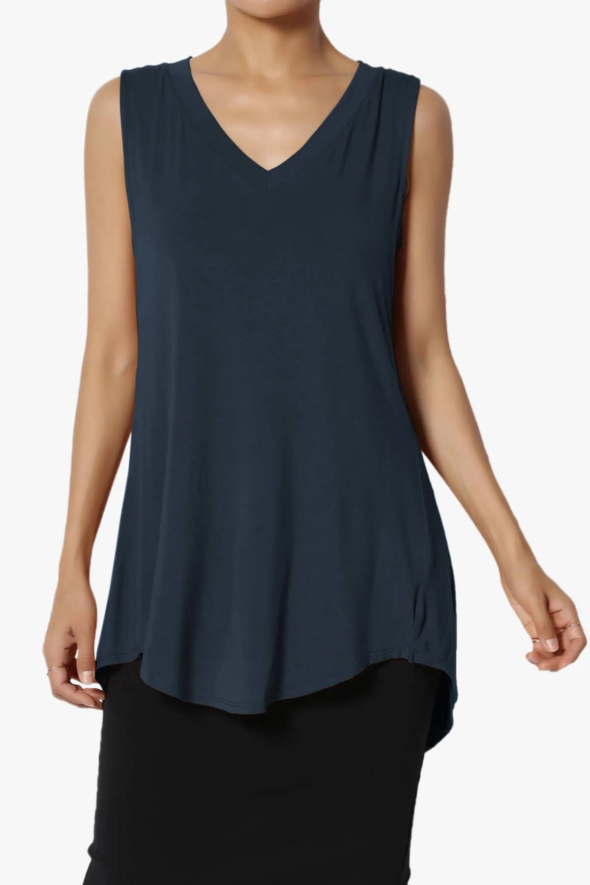 Myles Sleeveless V-Neck Luxe Jersey Top