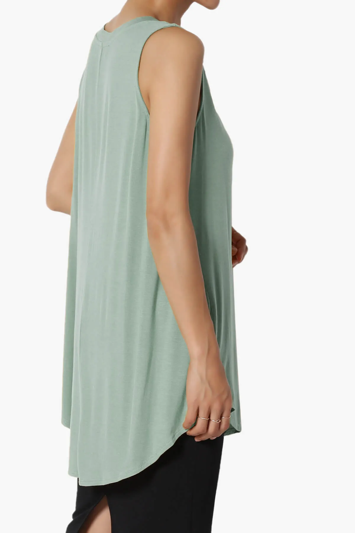Myles Sleeveless V-Neck Luxe Jersey Top