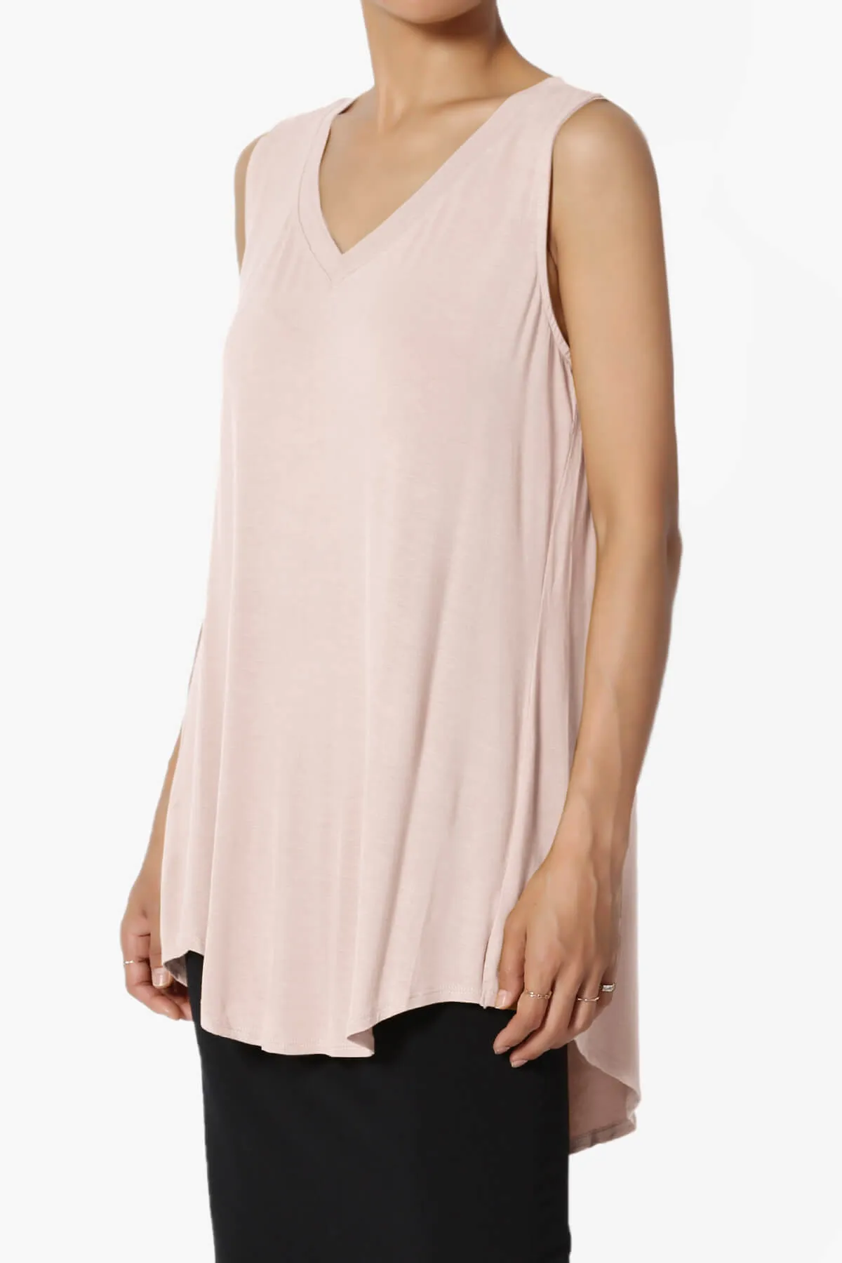 Myles Sleeveless V-Neck Luxe Jersey Top