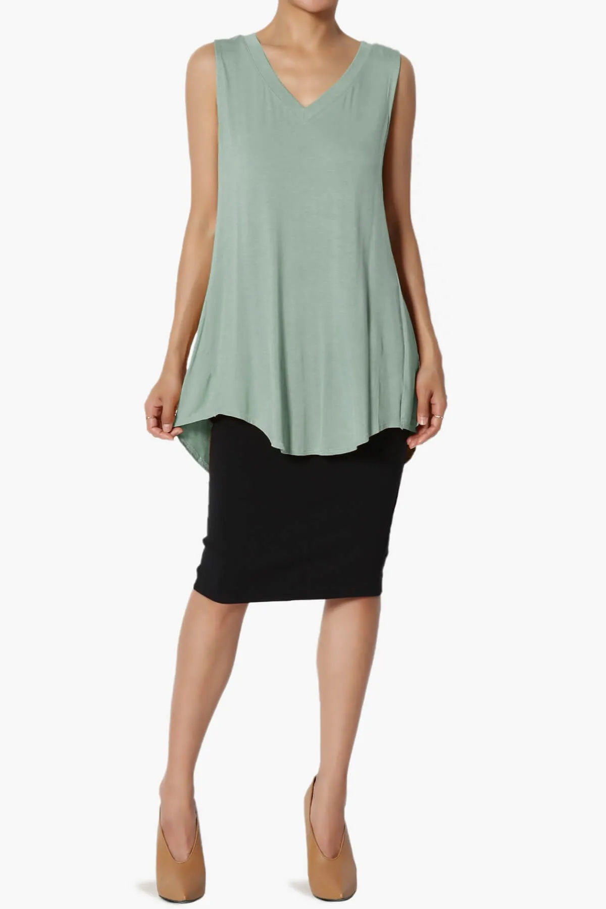 Myles Sleeveless V-Neck Luxe Jersey Top