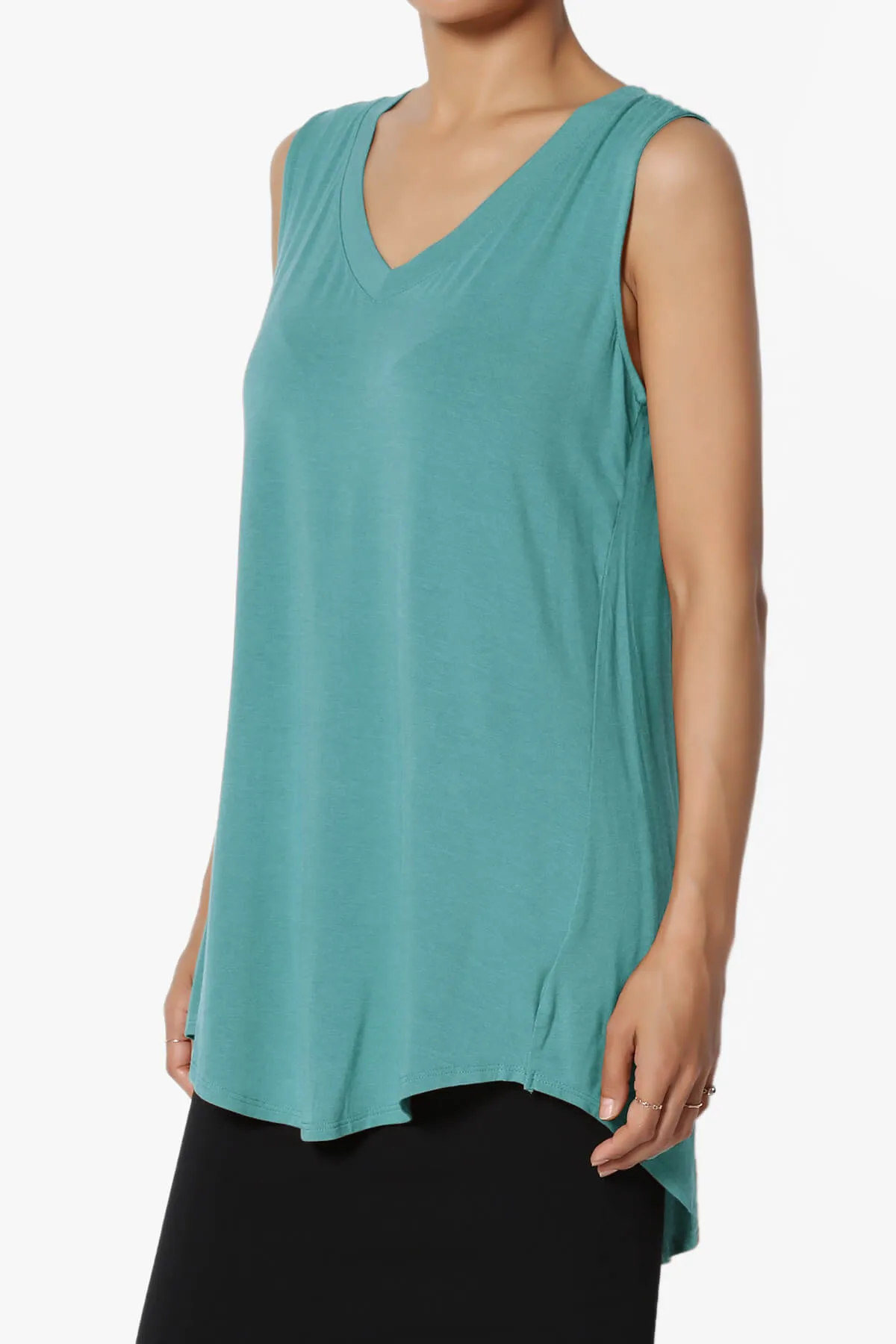 Myles Sleeveless V-Neck Luxe Jersey Top